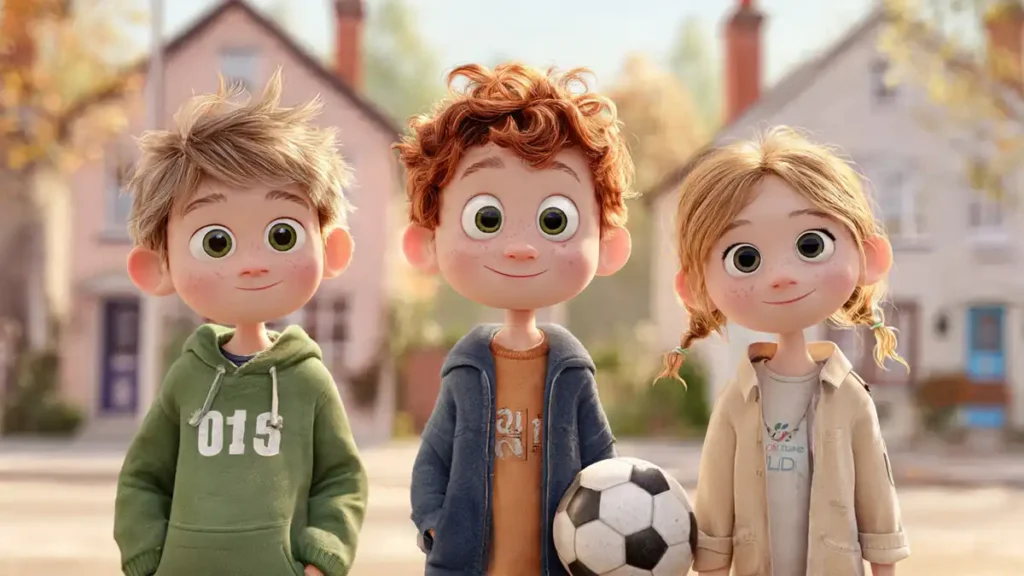 A Child Doesn’t Want to Go to School: Liam’s Story 2 Liam playing with Olivia and James in a sunny neighborhood yard, building friendship and confidence